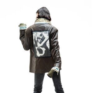 Vintage Up-Cycled Brown Leather Jacket W/Kurt Cobain Hysteric Glamour Patch